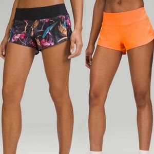 Lululemon Speed Up Low-Rise Shorts 2.5” (veiled floral and highlighter orange)